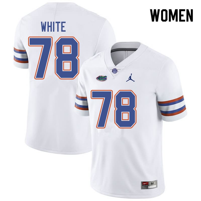 Women's NCAA Florida Gators Ethan White #78 Stitched Authentic Jordan Brand White College Football Jersey VWL5365XP